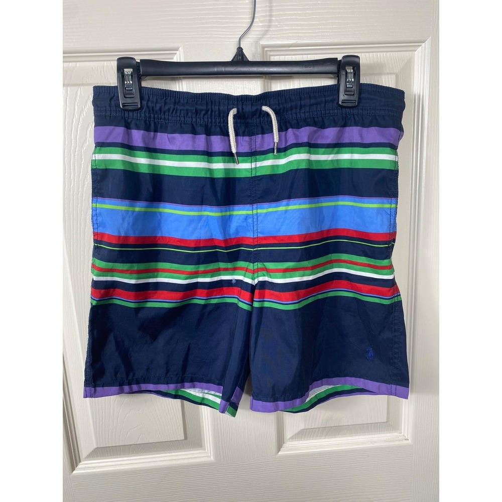 Polo Ralph Lauren Boys L(14-16) Swim Trunks‎ Striped Drawstring